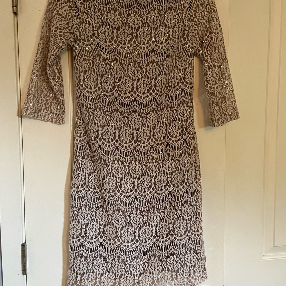 JH Collectibles Lace Long Sleeve Dress in Cream